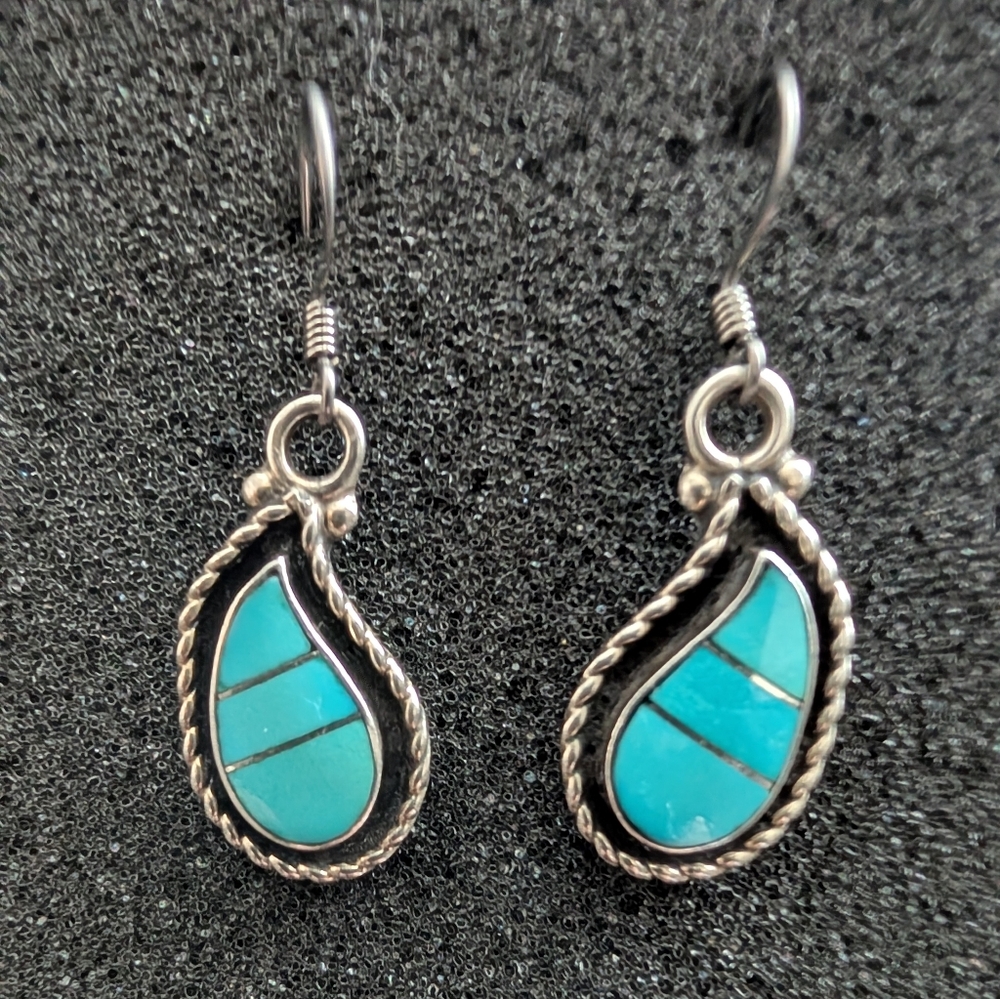 Z Dion Lowsayte Sleeping Beauty Turquoise Channel Inlay Curved Teardrops